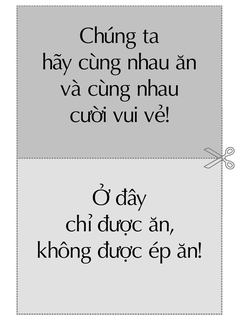 Chúng ta hãy cùng nhau ăn và cùng nhau cười vui vẻ!