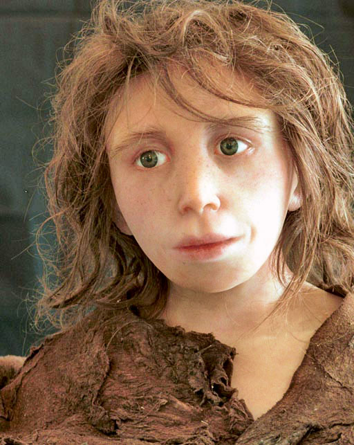 Hình ảnh phỏng đoán tái tạo về một đứa trẻ Neanderthal.